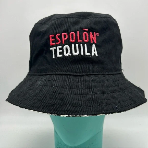 Espolon Tequila Reversible Black Bucket Hat Skeletons Graphic All Over Print - Picture 12 of 15